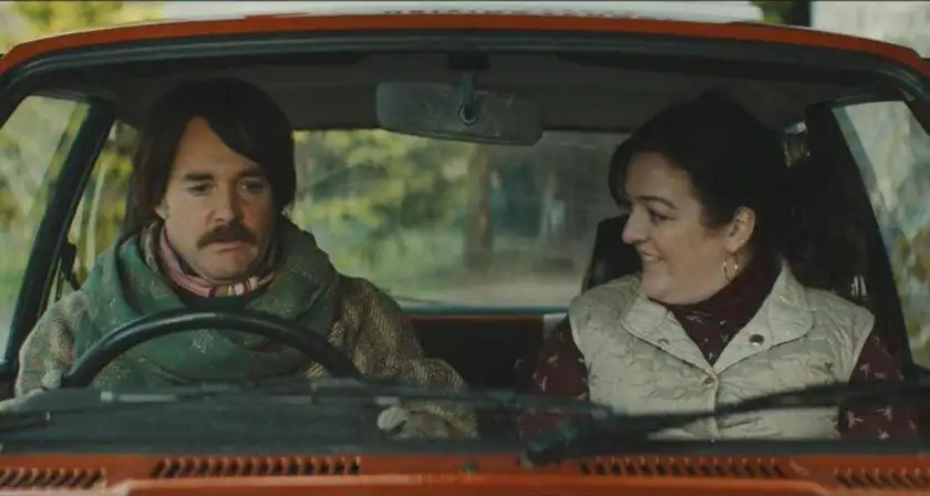 Will Forte as Christian Winter and Maeve Higgins as Rose Dooley in Extra Ordinary