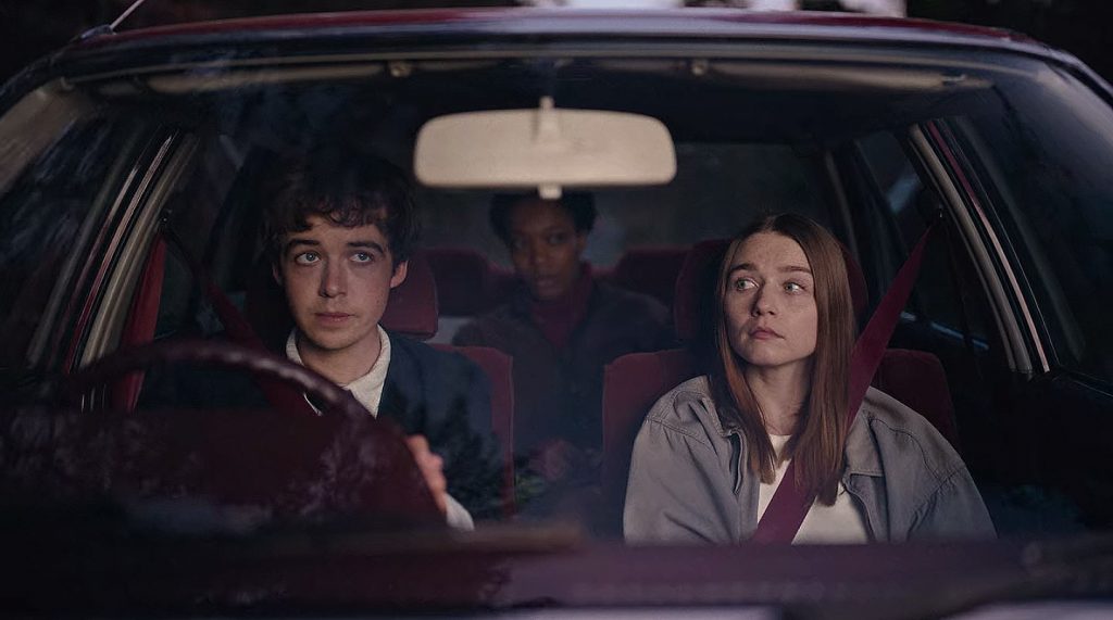 Jessica Barden and Alex Lawther are in a car in The End Of The F***ing World, one of the 5 Shows to Watch if you Liked Sex Education