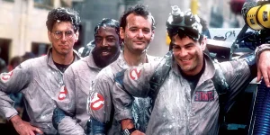 The four protagonists of Ghostbusters