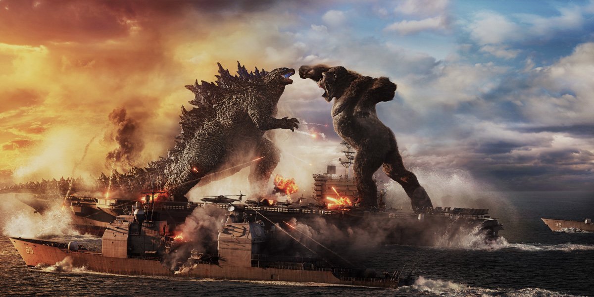 Godzilla and Kong face each other in the most famous image from Godzilla vs Kong (2021), one of the Monsterverse movies ranked from worst to best