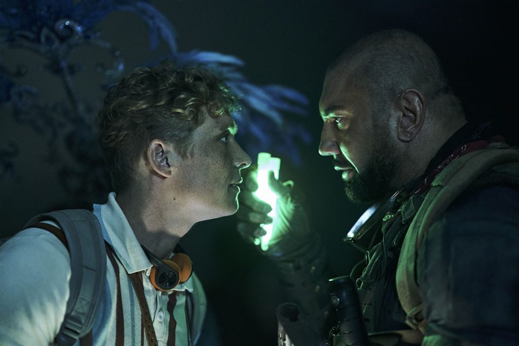 Matthias Schweighöfer as Dieter and Dave Bautista as Scott Ward in Army Of The Dead