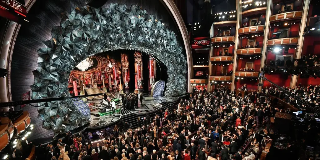 The Academy Awards auditorium during the ceremony, in a still featured on a Loud and Clear Reviews article on why the Oscars are taken too seriously