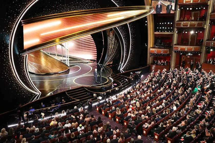 The Academy Awards auditorium during the ceremony, in a still featured on a Loud and Clear Reviews article on why the Oscars are taken too seriously