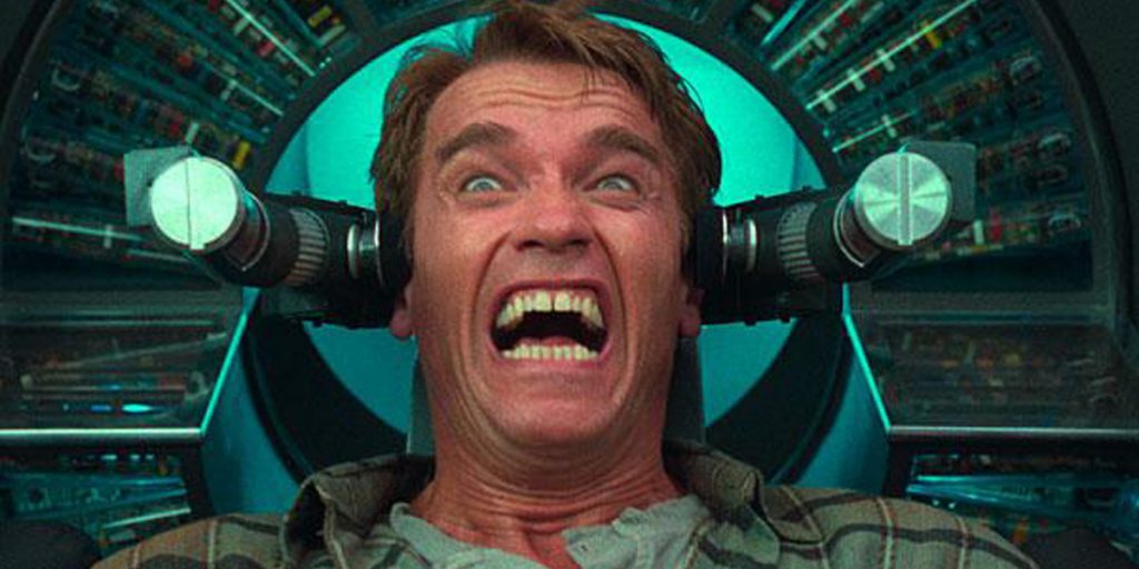 Arnold Schwarzenegger screams in Total Recall