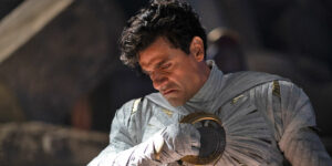 Oscar Isaac touches his chest in the Season 1 Finale of Marvel Studios' MOON KNIGHT