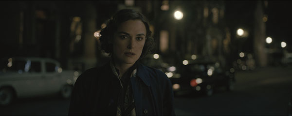 Keira Knightley at nighttime in the film Boston Strangler