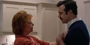 Ted Lasso and his mum look at each other in Season 3 Episode 11 of the series