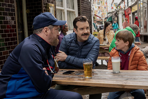 Brendan Hunt, Jason Sudeikis and Gus Turner in "Ted Lasso" Season 3