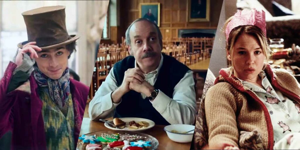 three movies to watch for Christmas 2023: Wonka, The Holdovers, Bridget Jones