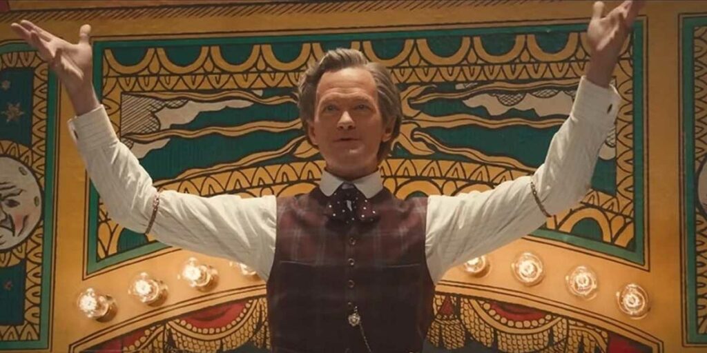 Neil Patrick Harris lifts up his arm in Doctor Who The Giggle