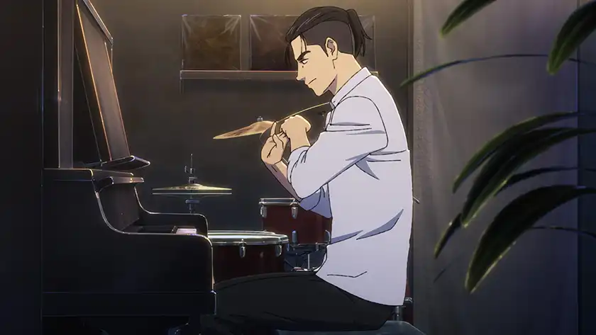 A character at the drums in the anime film Blue Giant