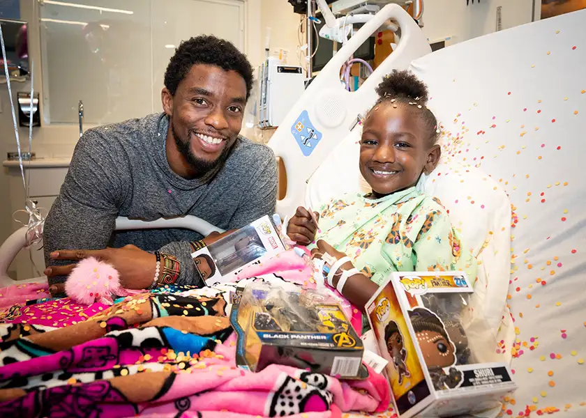 Chadwick Boseman celebrated Mady's birthday at St Jude's Children's Research Hospital