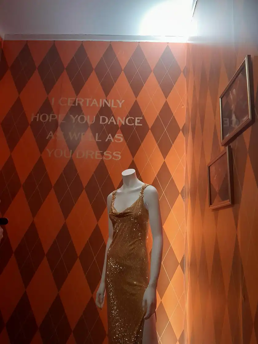 Dua Lipa's Versace dress, seen in the movie, at the Argylle Experience in London