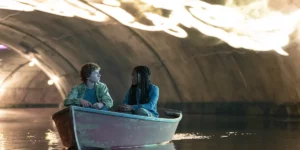 Two characters on a boat in Percy Jackson and the Olympians