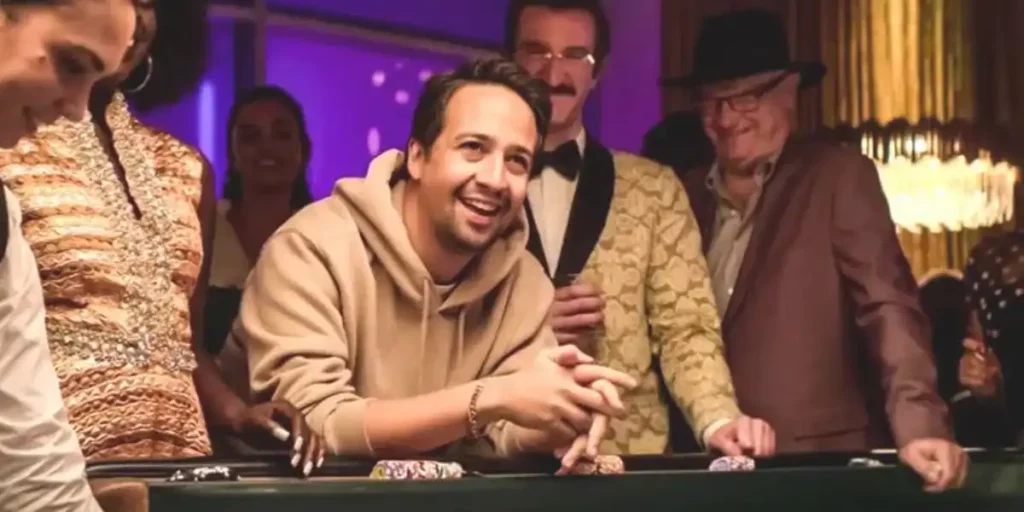 Lin Manuel Miranda in the casino scene in in Episode 6 of Percy Jackson and the Olympians