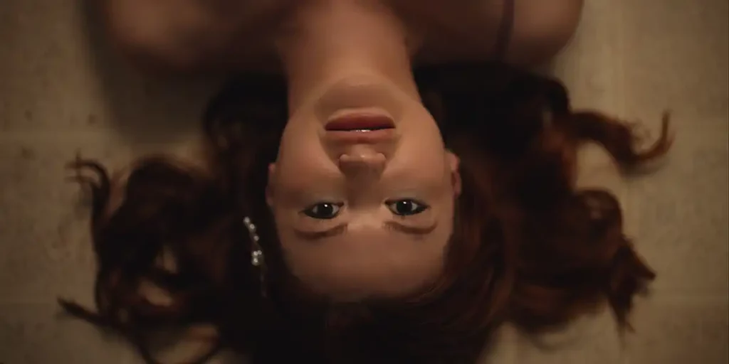 a woman's face upside down in the film scrambled