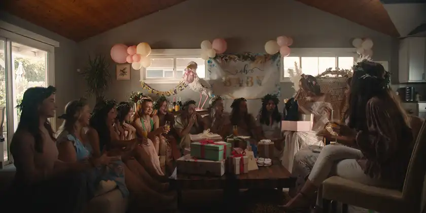 characters opening presents in the film scrambled