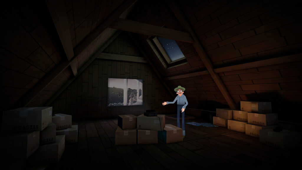 Randy Dixon as Grandfather at the beginning of virtual reality experience Tinker, created by Lou Ward