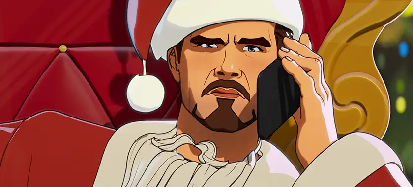 loud and clear reviews tony stark wearing a christmas hat in what if season 2