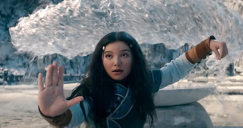 Kiawentiio as Katara shows us bending come to life - one of the things we love about the series - in Avatar: The Last Airbender (2024)