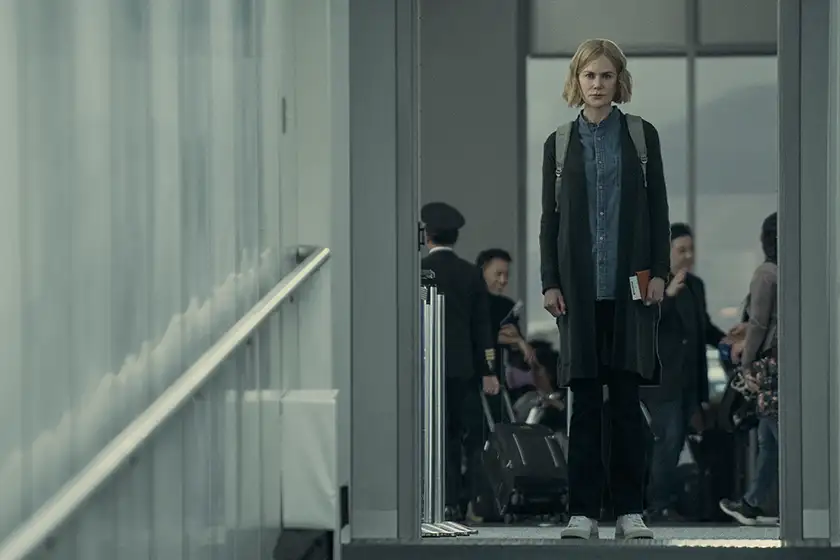 Nicole Kidman is in a corridor at the airport in the season finale of the Prime Video series Expats