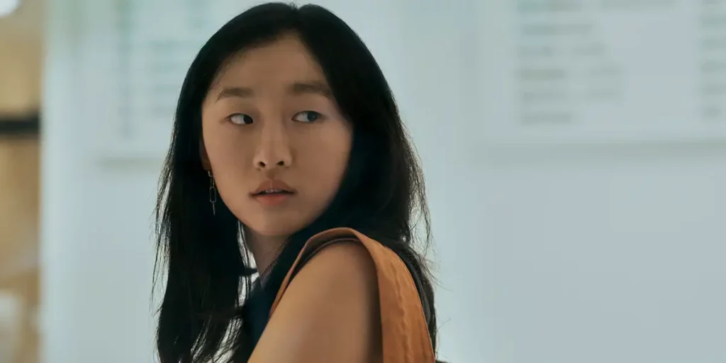 Mercy (Ji-young Yoo) looks worried in the season finale of the Prime Video series Expats