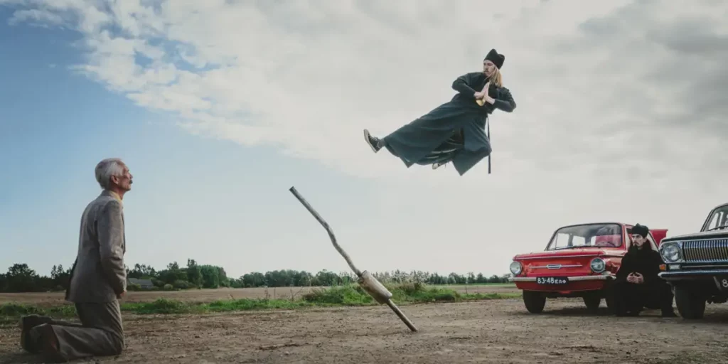 A monk flies in the film The Invisible Fight