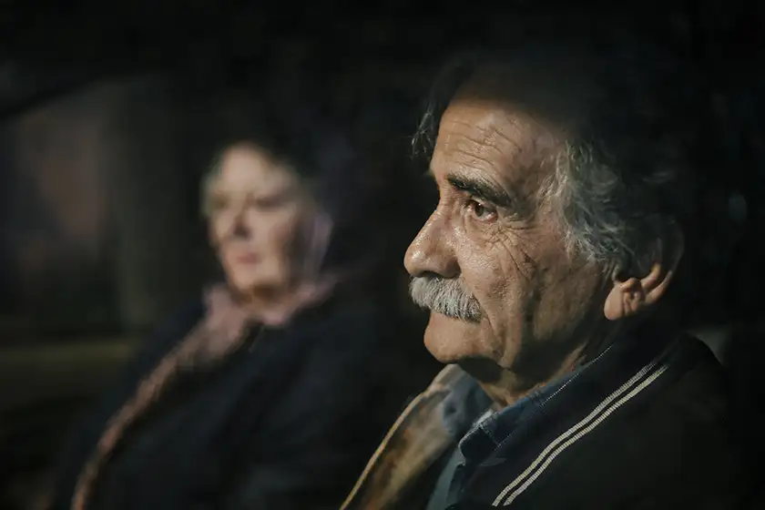 Lily Farhadpour and Esmail Mehrabi in a car in the film My Favourite Cake (Keyke Mahboobe Man), screened at the Berlin Film Festival