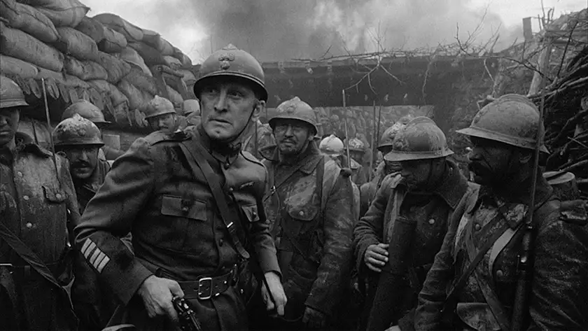 a group of soldiers in Kubrick's war film Paths of Glory