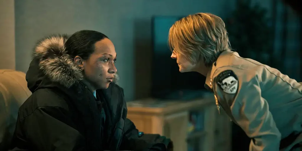 Kali Reis and Jodie Foster look at each other in Episode 4 of True Detective: Night Country