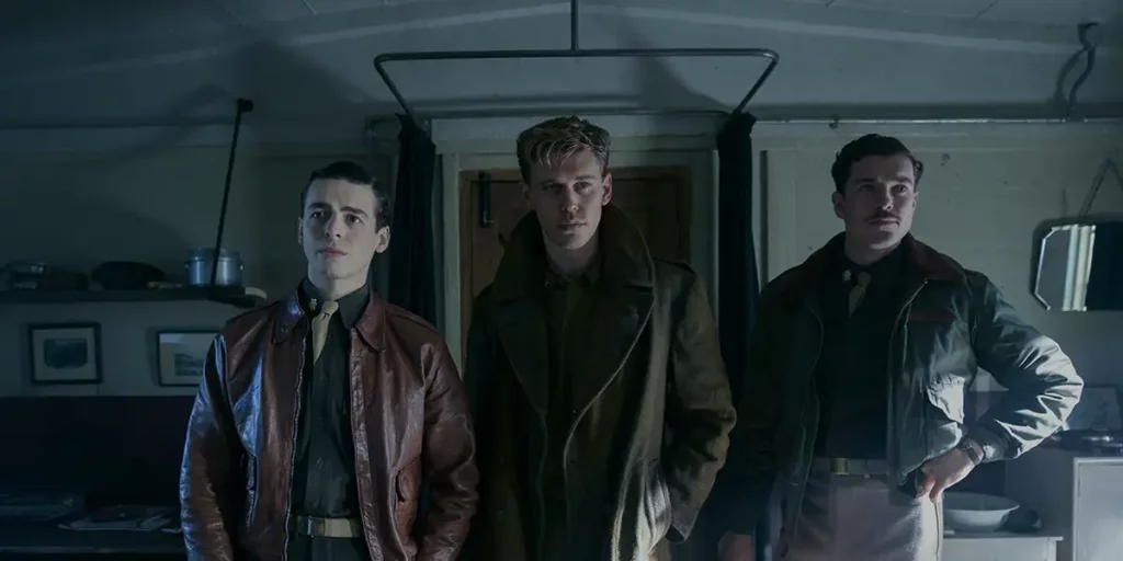 Anthony Boyle, Austin Butler and Nate Mann in the series finale of Masters of the Air (episode 9)