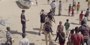 People in the street in the documentary film Danger Zone