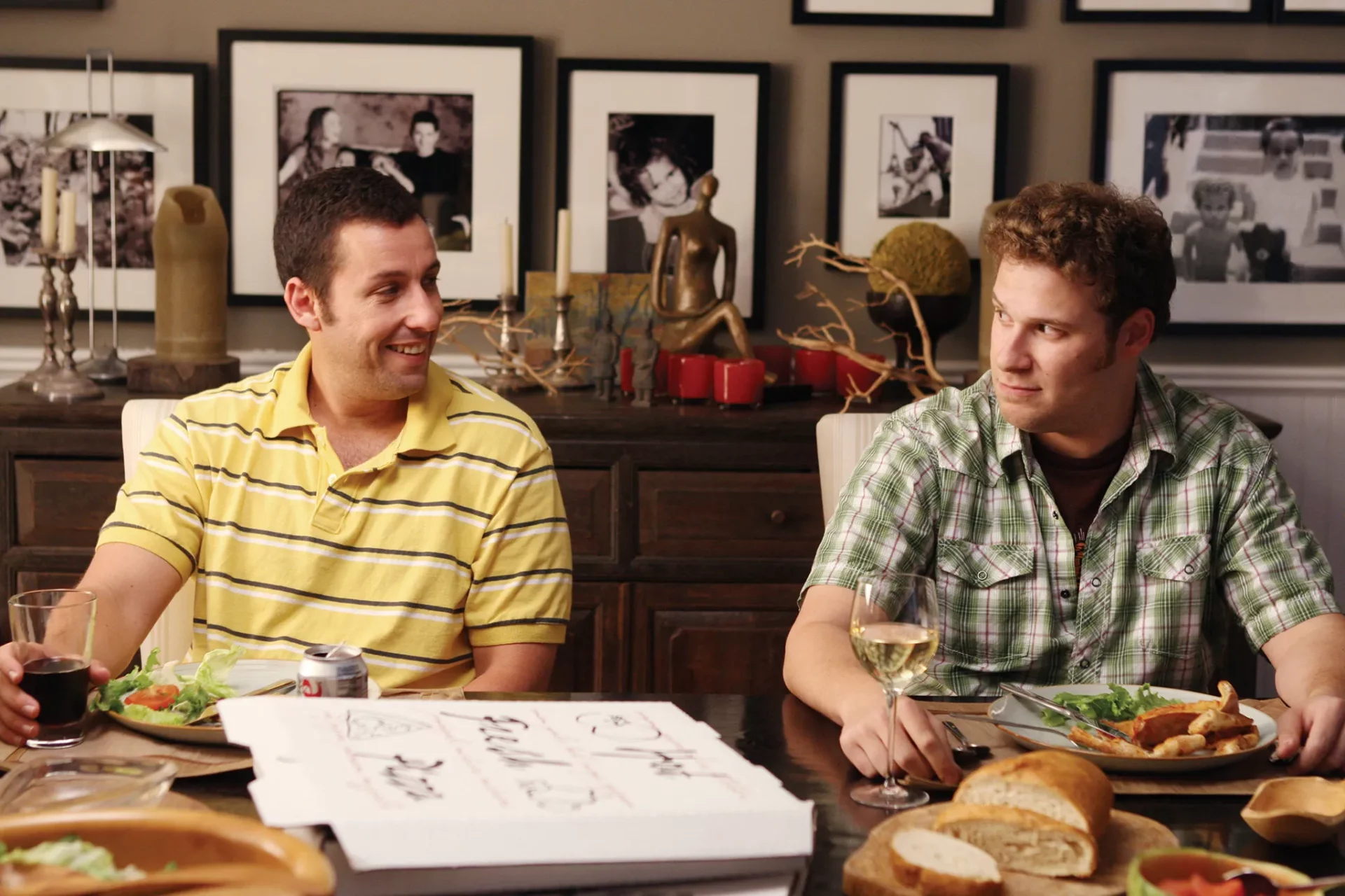 Adam Sandler and Seth Rogen in the film Funny People, one of Loud and Clear Reviews' top 10 Adam Sandler movies ranked from worst to best