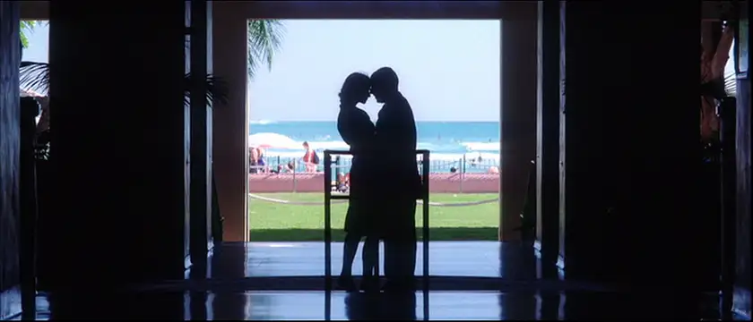 the kiss scene in the film Punch-Drunk Love, one of Loud and Clear Reviews' top 10 Adam Sandler movies ranked from worst to best