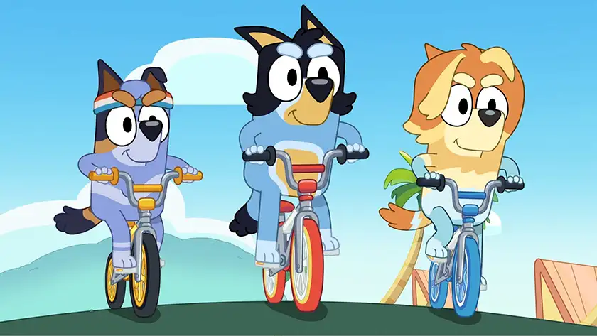 Three characters of Bluey cycle in Fairytale, one of the 5 Best Episodes of Bandit