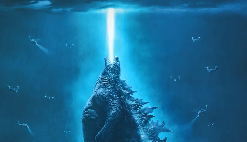 Godzilla is beaming light onto the sky in Godzilla: King of the Monsters