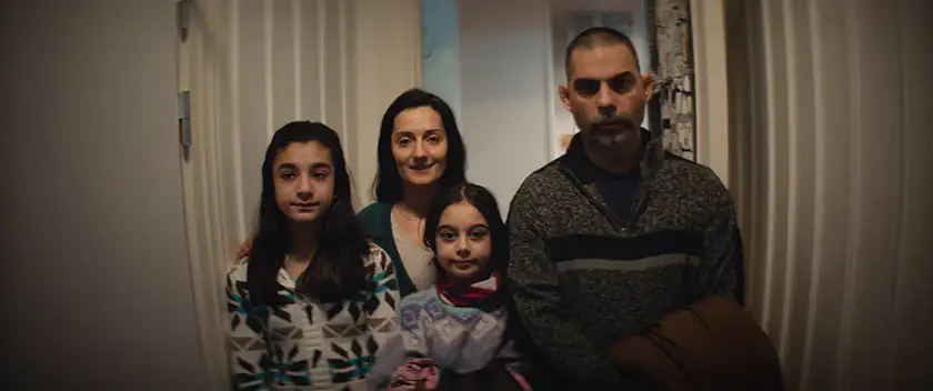 The family poses in the film Opponent, from director Milad Alami, who spoke to Loud and Clear Reviews in an interview