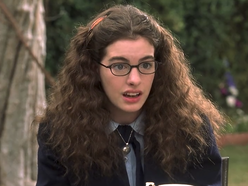 A girl looks puzzled with frizzled hair in the film The Princess Diaries