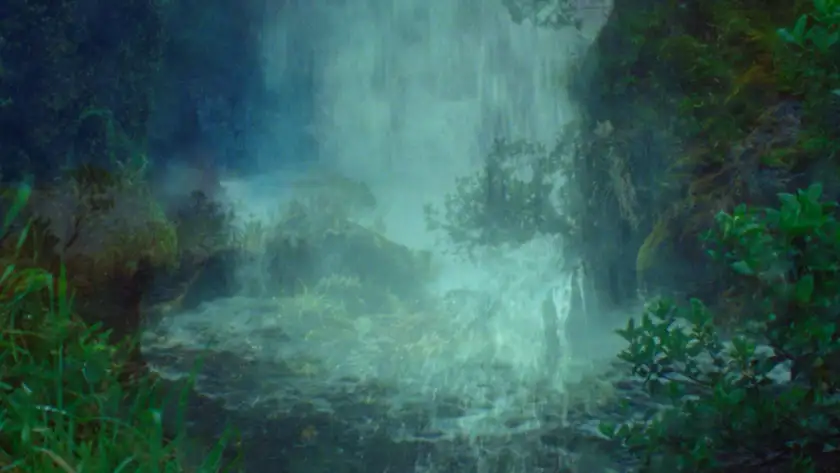 A waterfall in the film The Soldier's Lagoon