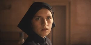 Nell Tiger Free is dressed as a nun as Margaret in the film THE FIRST OMEN