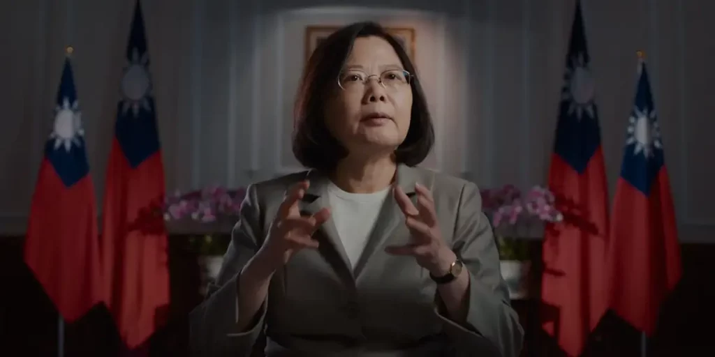 Taiwan president Tsai Ing-wen addresses the nation in a speech in the film Invisible Nation