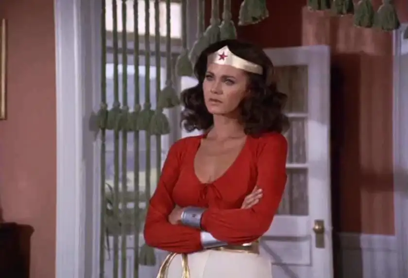 Wonder Woman stands with a new uniform and her arms crossed in Episode 13 of Wonder Woman (1975)