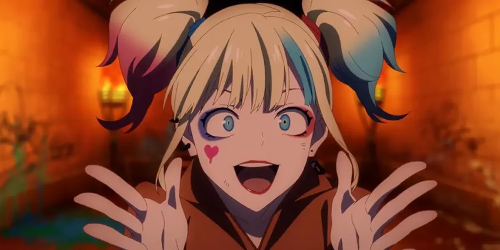 Harley Quinn smiles in the series premiere of Suicide Squad Isekai