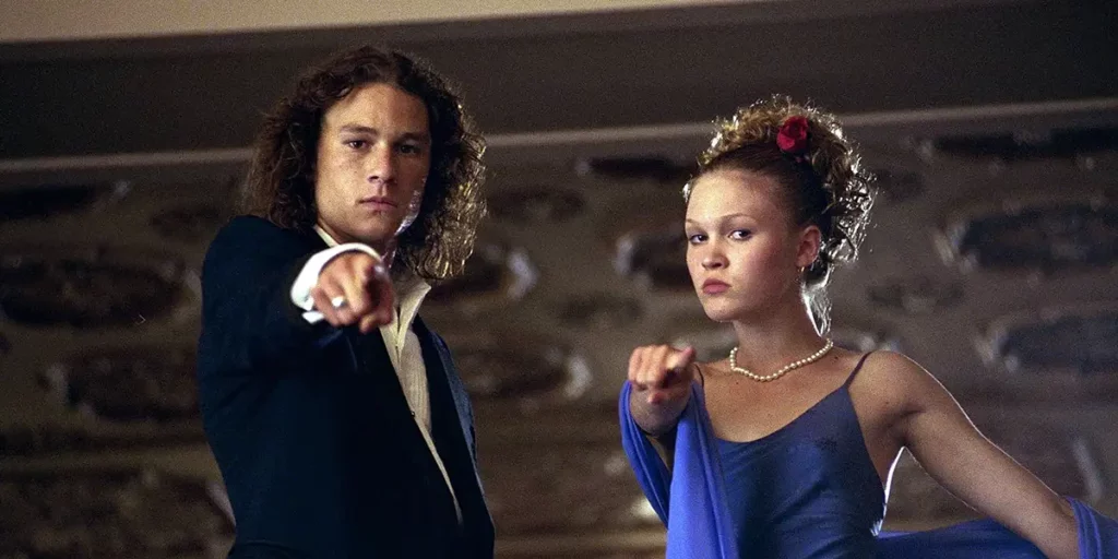 Heath Ledger, left, and Julia Stiles in 10 Things I Hate About You