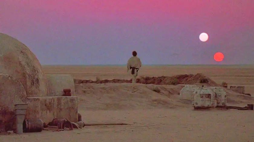 The binary sunset in Star Wars: Ep. IV - A New Hope, which is So Much More Than Nostalgia