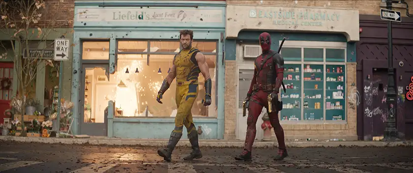 Hugh Jackman as Wolverine/Logan and Ryan Reynolds as Deadpool/Wade Wilson in 20th Century Studios/Marvel Studios' DEADPOOL & WOLVERINE