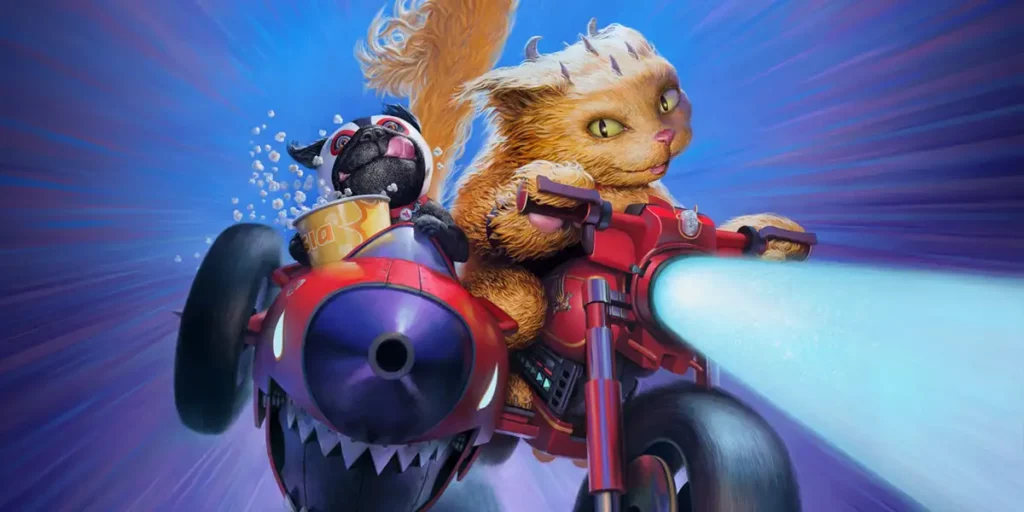 poster for the 2024 Fantasia Film Festival, showing a cat on a motorbike