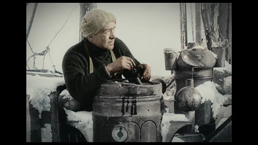 Ernest Shackleton aboard the Endurance, in a photo taken by Frank Hurley