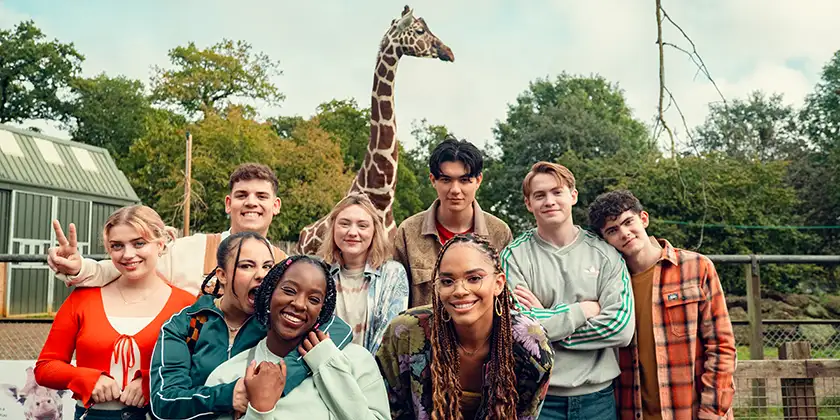 Rhea Norwood, Toby Donovan, Leila Khan, Corinna Brown, Kizzy Edgell, Will Gao, Yasmin Finney, Kit Connor and Joe Locke in Heartstopper Season 3