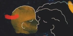 Two animated outlines in a still from the film Olivia & the Clouds